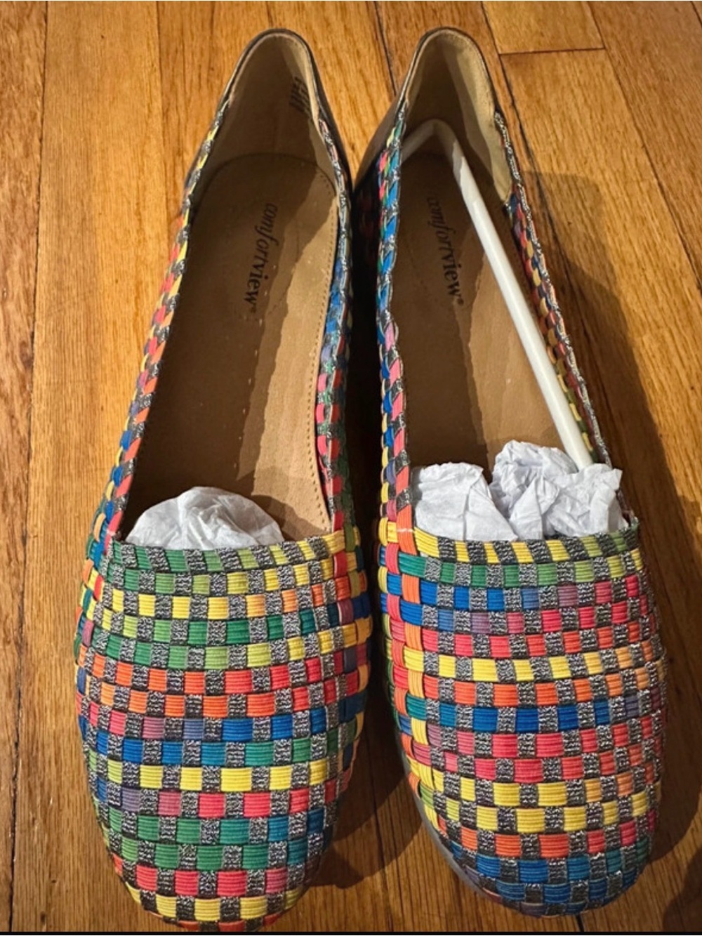 Comfortview Multicolor Woven Ballet Flats Women’s 9.5 Wide